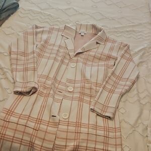 Nine West Pink Plaid Coat